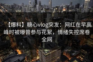 【爆料】糖心vlog突发：网红在早高峰时被曝曾参与花絮，情绪失控席卷全网