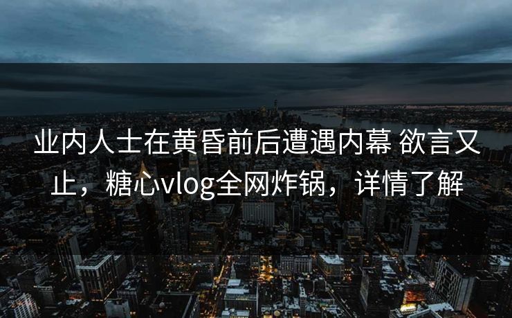业内人士在黄昏前后遭遇内幕 欲言又止，糖心vlog全网炸锅，详情了解