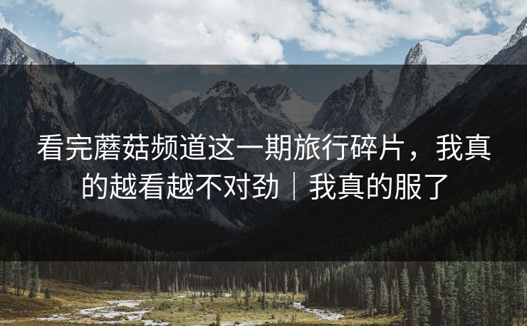 看完蘑菇频道这一期旅行碎片，我真的越看越不对劲｜我真的服了